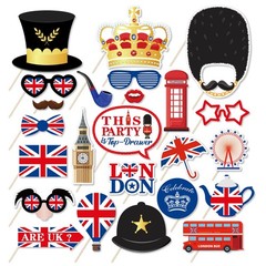 British Photo Booth Props UK England Selfie Props London National Day 25 PCS