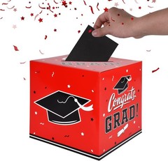 Gatherfun Graduation Decorations 2025 Grad Card Box for Gift Red