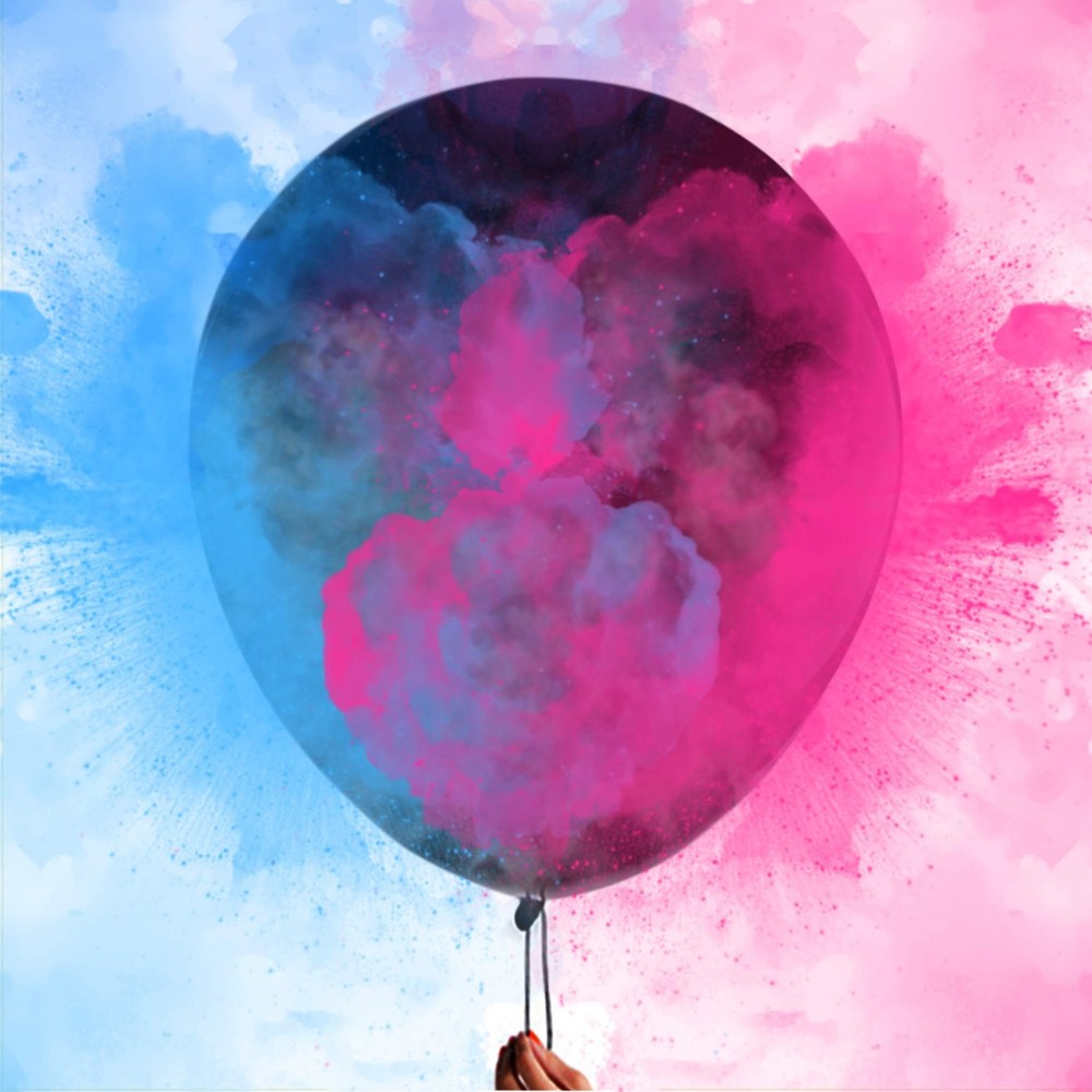36 Inches Gender Reveal Balloons – Come with Pink Blue Powder and 3 Jumbo Bla…