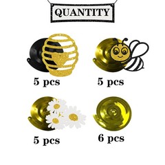 Honey Bumble Bee Hanging Swirl Decorations – Glitter 21 Pcs Bee Baby Shower P…
