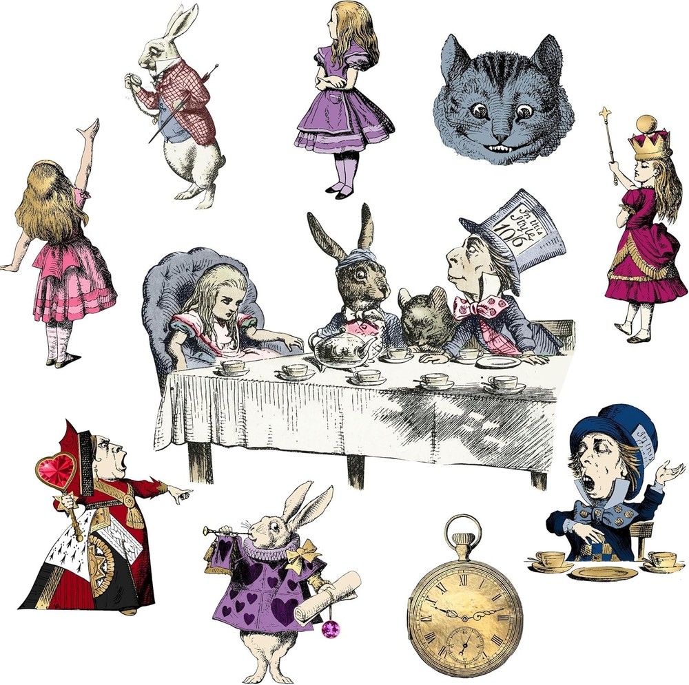 Alice in Wonderland Decor Tea Party Decoration Cardboard Cutouts 10 PCS Double S