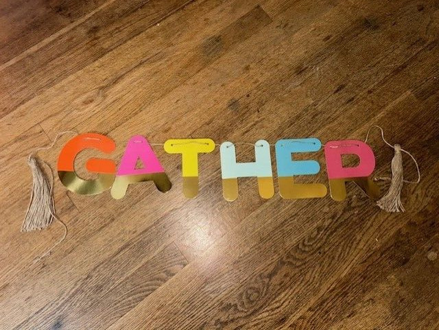 Ankyo Development Co. «GATHER» Multicolor 56″ Banner w/ Jute Tassels NEW SEALED