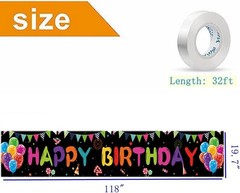 Happy Birthday Yard Banner 118X19.7 Inches, Birthday Yard Sign Backdrop, Birthda