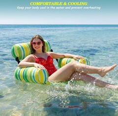 Pool Chair Float Adult Inflatable Floating Chair Fabric Covered Water Float S…