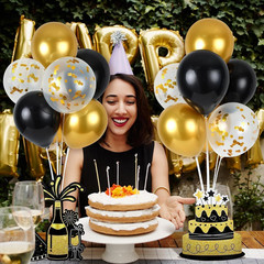 6 Sets Birthday Balloon Stand Kit for Table Happy Birthday Black Gold Balloon Ce
