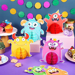 9 Sets Monster Honeycomb Centerpieces Little Monster Birthday Party Table Decora