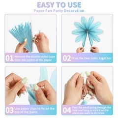 Paper Flowers Decorations for Wall Kaluofan 9 PCS Paper Fans Party Decoration…