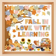 Fall Classroom Bulletin Board Decorations Autumn Animals Tree Leaves Cutouts