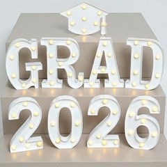 , White Light Up 2026 Grad Sign – 8.5 Inch 2026 Light Up Sign Graduation