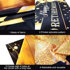 Katchon, Happy Retirement Banner – Black & Gold Xtralarge, 72×44 Inch | Wall Ban