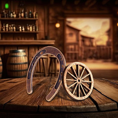 24 Pcs Western Theme Party Decorations Mini Horseshoes Wagon Wheel Crafts Wester
