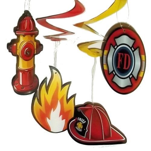 10-Pack Firefighter Fireman Party Dangling Swirls