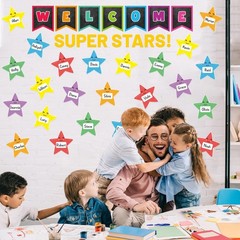 36 PCS Colorful Star Cutouts Student Bulletin Board Decorations Name Tags