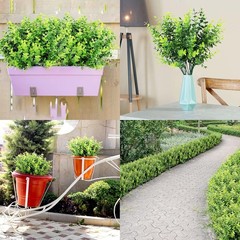 Besteek 9 Bundles Fake Plants Artificial Boxwood Greenery 63 9 Bundles, Green