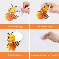 90Pcs 5In Bee Paper Cutouts with 180Pcs Glue Points,Bee Cut Outs Bulletin Boa…