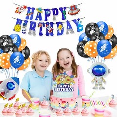 Birthday Party Decoration Space Theme Banner Astronaut Rocket Foil Balloon Set