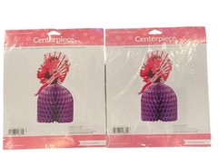 Princess Table Centerpieces 3D 11” Tall Purple Honeycomb Set Of 2