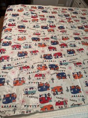 2- Retro Camping RV Tablecloths, Flannel Back