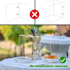 Hooqict Clear Acrylic Wedding Card Box with Slot 10 x 10 x 5.5 inch,