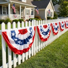 Elegant Red, White & Blue Flag Bunting 1.5×3 FT for Memorial Day Celebrations