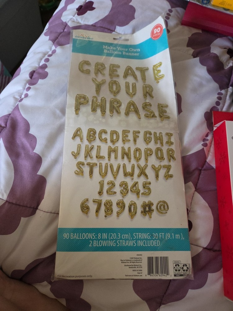 Way To Celebrate Make Your Own Balloon Banner 90 Letter Number Gold Balloons B74