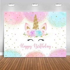 Mocsicka 7x5ft Unicorn Birthday Backdrop Girls Party Decoration Photo Booth Prop