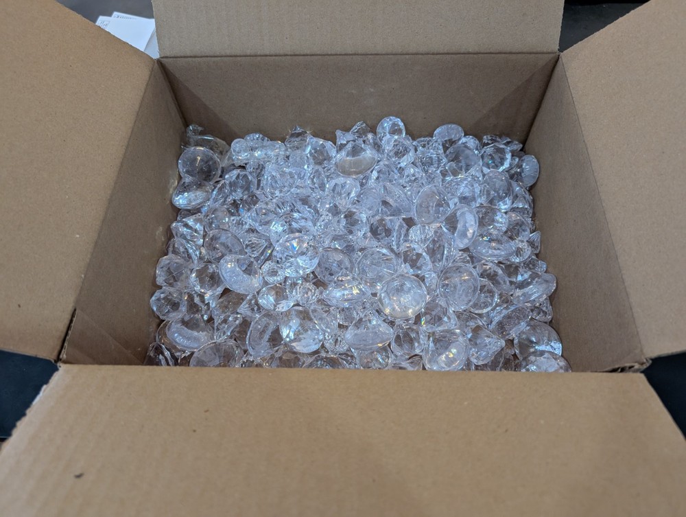 Fake Clear Decoration Plastic Prop Display Diamonds Lot. Approx. 6 Pounds.