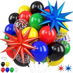 Red Blue Green Black Balloons, Red Yellow Blue Green Black Balloons with Star…