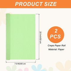2-Pack Light Green Crepe Paper Roll 7.9ft Long 20 Inch Wide for Party