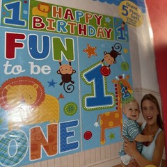 Happy Birthday/Fun to Be One Scene Backdrop Setter Wall Decorating Kit – 6 Feet