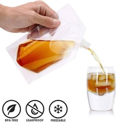 Clear Plastic Spouted Alcohol Juice Drink Festivals Bag Pouch 500ML Reusable