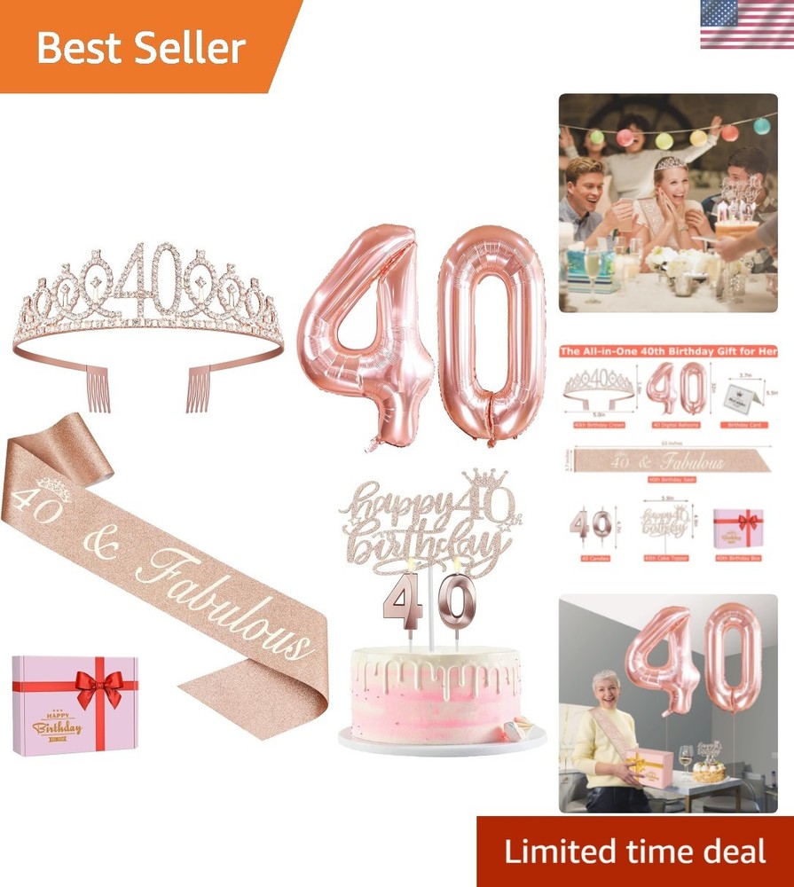 40th Birthday Decorations Women, Include 40th Birthday Sash and Crown, Cake T…