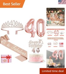 40th Birthday Decorations Women, Include 40th Birthday Sash and Crown, Cake T…