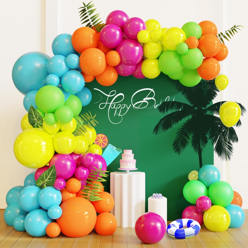 Tropical Balloon Arch Kit,119 Pcs Different Size Hawaiian Balloons,Latex Summ…