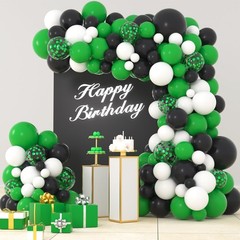 Green White Black Balloon Garland Arch Kit – Green Black White Balloons Socce…