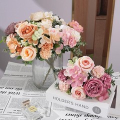 Artificial Flowers Fake Silk Peony Vases Flower Bouquets Home Room Decoration