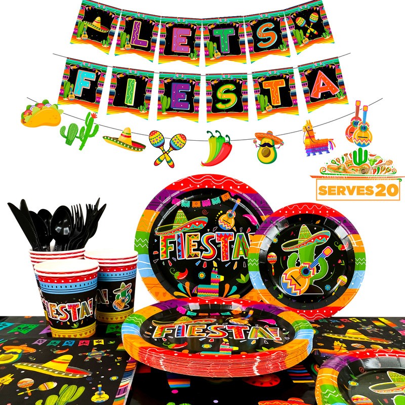 Fiesta Party Decorations Mexican Party Supplies Cinco De Mayo Tableware Plates