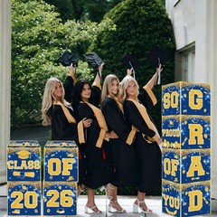 Blue and Gold Graduation Decorations 2026, 4Pcs