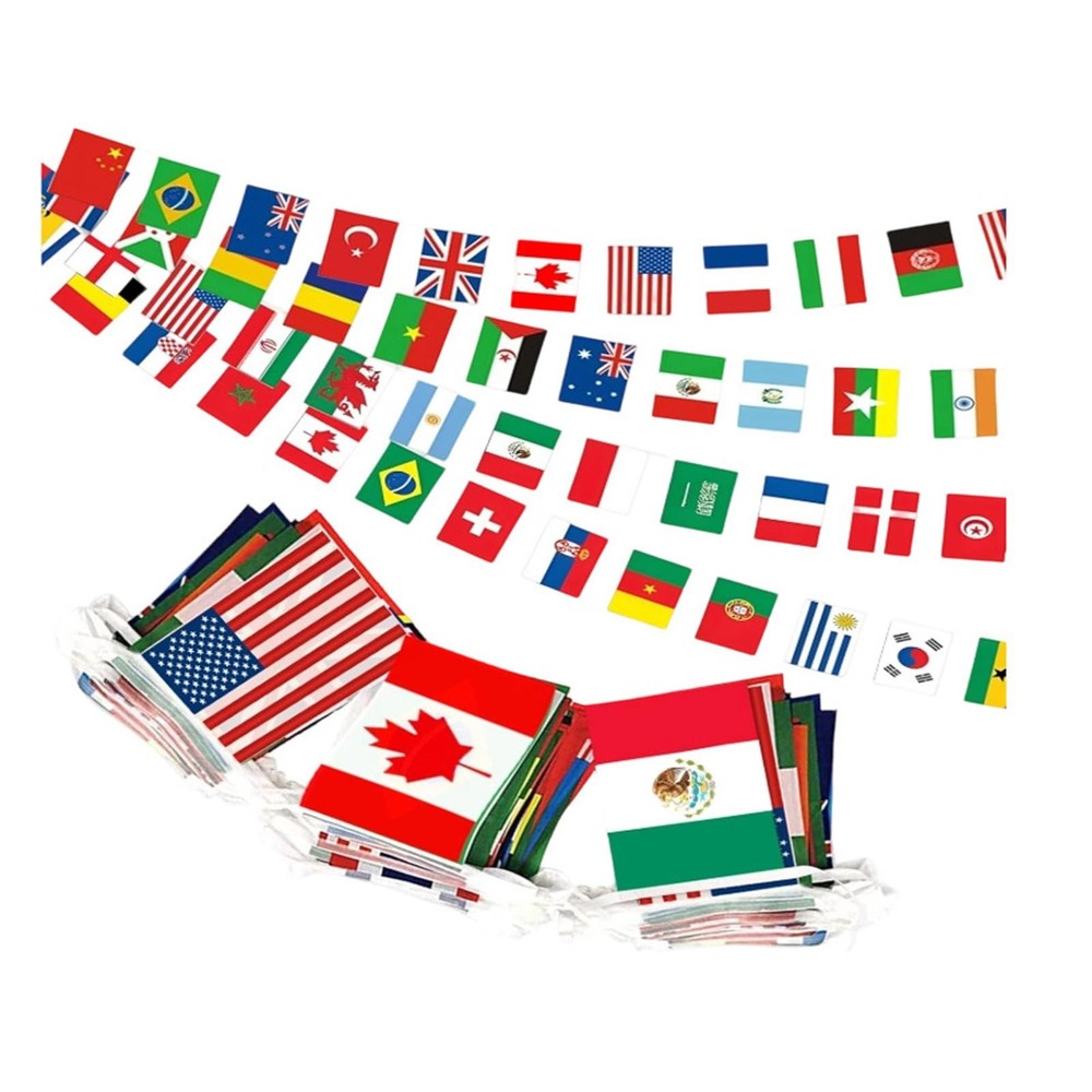 100 Countries String Flag, International Bunting Pennant Banner, Decoration f…