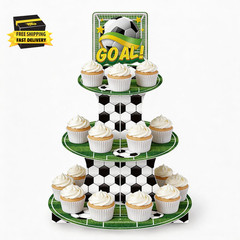 World Soccer Cup Decorations 2026 – 3 Tier Soccer Cupcake Stand | Soccer Party D