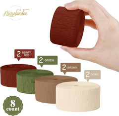 Christmas Decorations, 8 Rolls Green Red Brown Crepe Paper Party Streamers for X