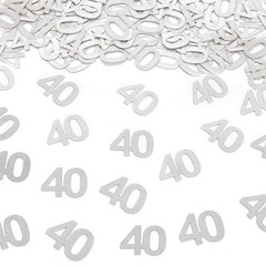Number 40 Silver Glitter Confetti 40th Happy Birthday Anniversary Table Decor
