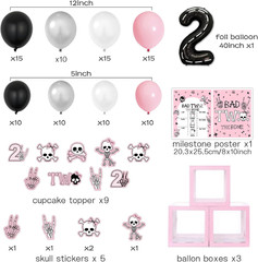 2nd Birthday Decorations for Girl Bad Two The Bone Party Decorations with