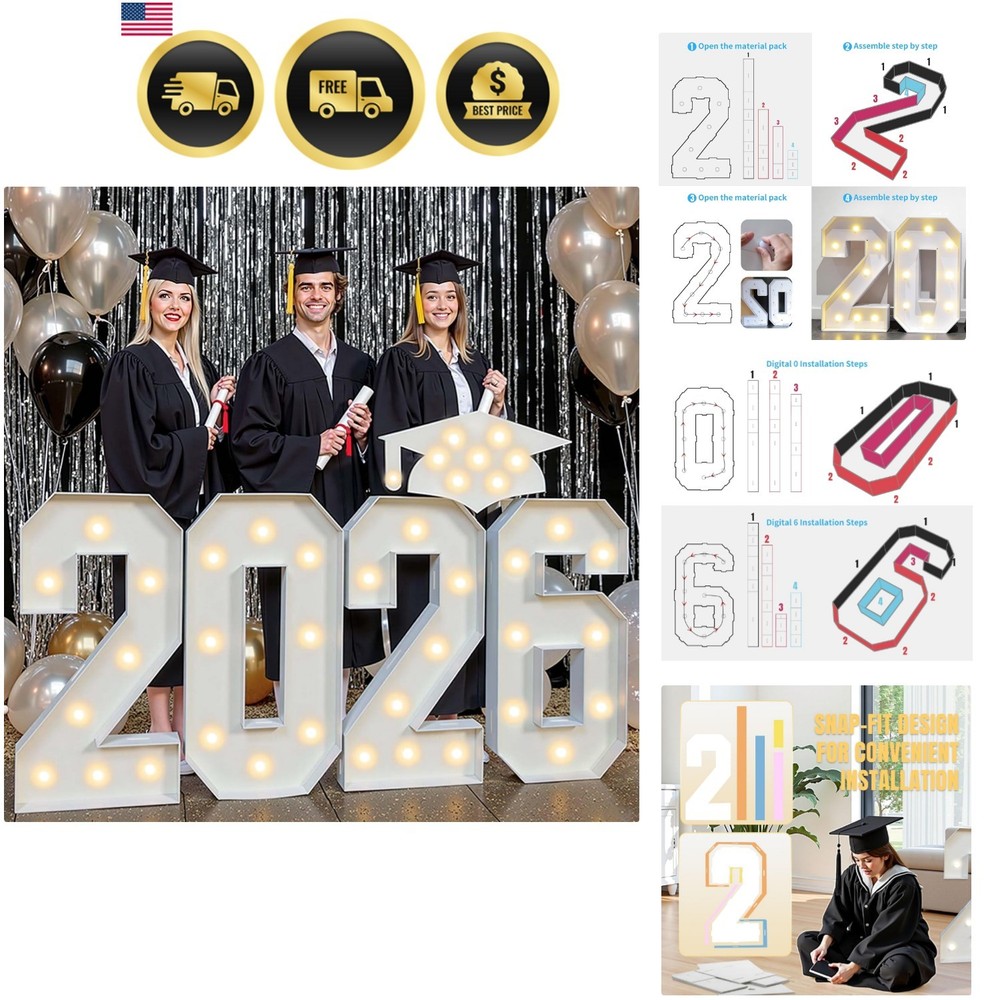 DIY 2.3ft Light Up 2026 Graduation Letters – Perfect for Prom and Ceremonies