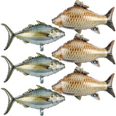 6 Pcs Fish Balloons,Inflatable Realistic Carp Tuna Fish Balloons for Gone
