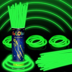 150 Pack 8” Green Glow Sticks Bulk with 150 Connectors Glow In The Dark Party