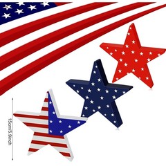 Durable 3-Pc Wooden Star Decorations in Red, White & Blue for Tiered Trays