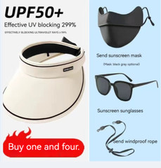 Tricycle UV large visor cap Fishing cap Outdoor cap Men Women Face Neck set
