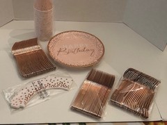 Rose Gold, Pink and White Birthday Supplies