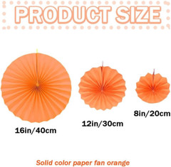 Orange Paper Fans Party Decoration Hanging Paper Fan Flowers Kids round Pattern